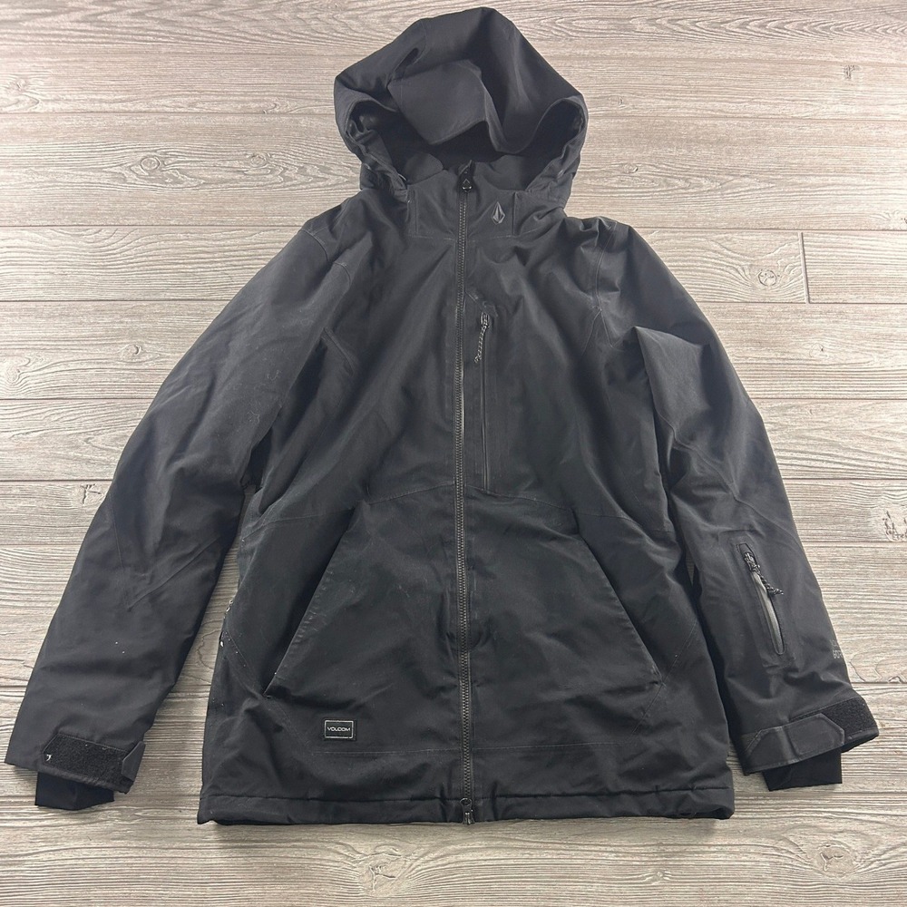 Volcom Gore-Tex Snow Jacket Mens Black Hooded Ski Snowboard RECCO Shell G0651904